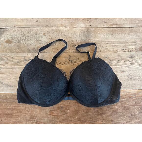 Victoria's Secret Black Allover Lace 32B Very Sexy Push Up Bra VS - Picture 1 of 2